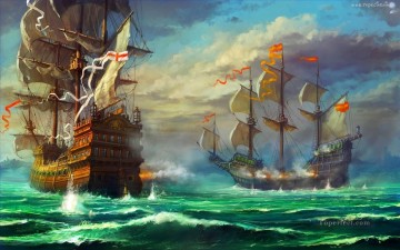 batalla naval Pinturas al óleo